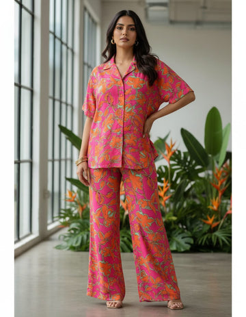 Pink Floral Printed Co-Ord Set for Women