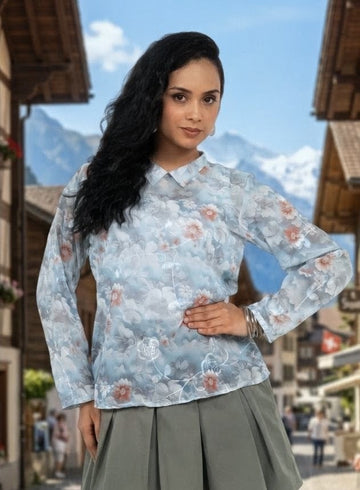 BLUE FLORAL TOP